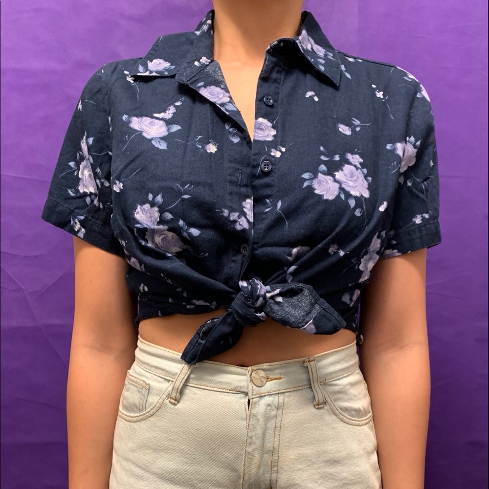 Short Sleeve Floral Button Down